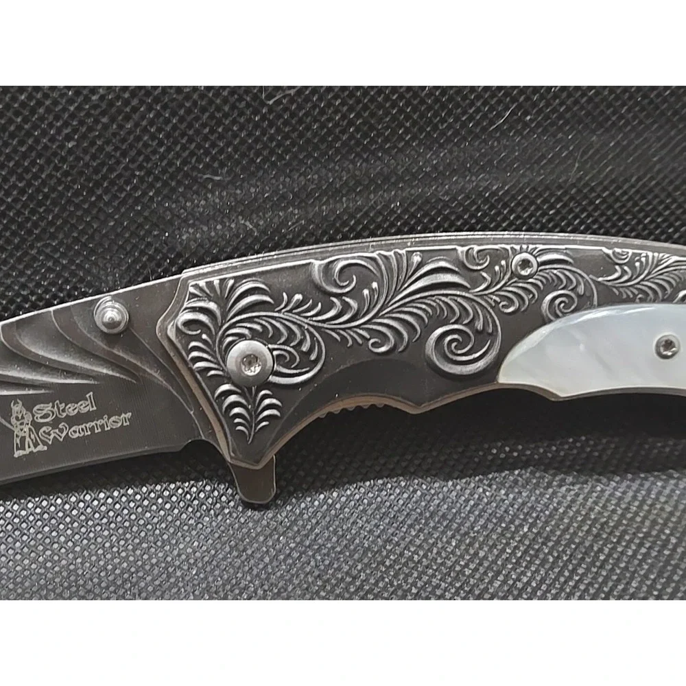 Steel Warrior Pearlex Inlay Spring Assisted Knife 4 5/8 Closed